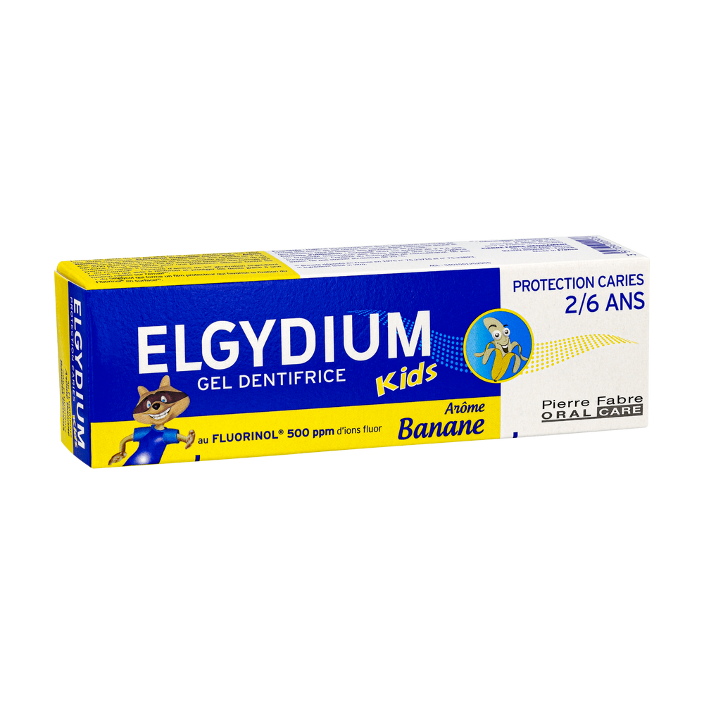 3577056009976 Elgydium Kids Dentifrice Banane Protection caries 2 à 6 ans