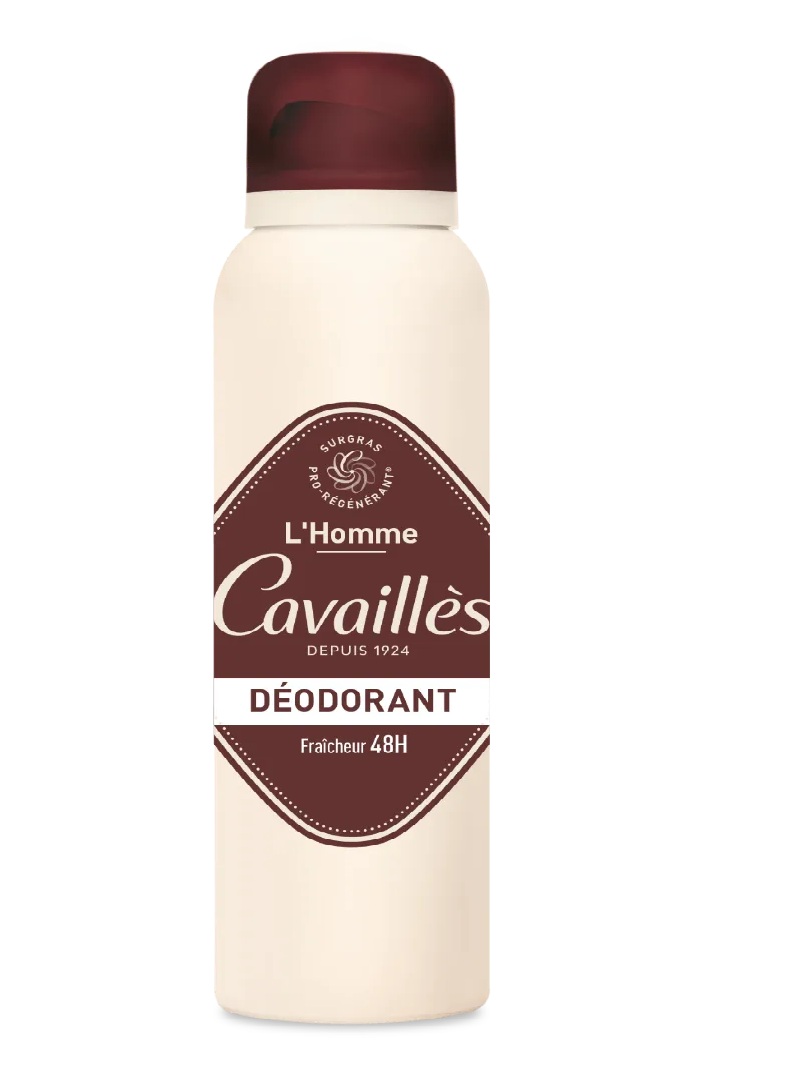 ROGE-CAVAILLES- L'HOMME - Déodorant- Fraîcheur- 48H- Spray - Peaux- Sensibles- 150ml