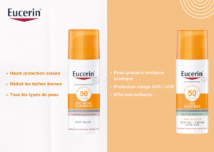 Gamme Eucerin Solaires Eucerin pigment control et Eucerin Oil control