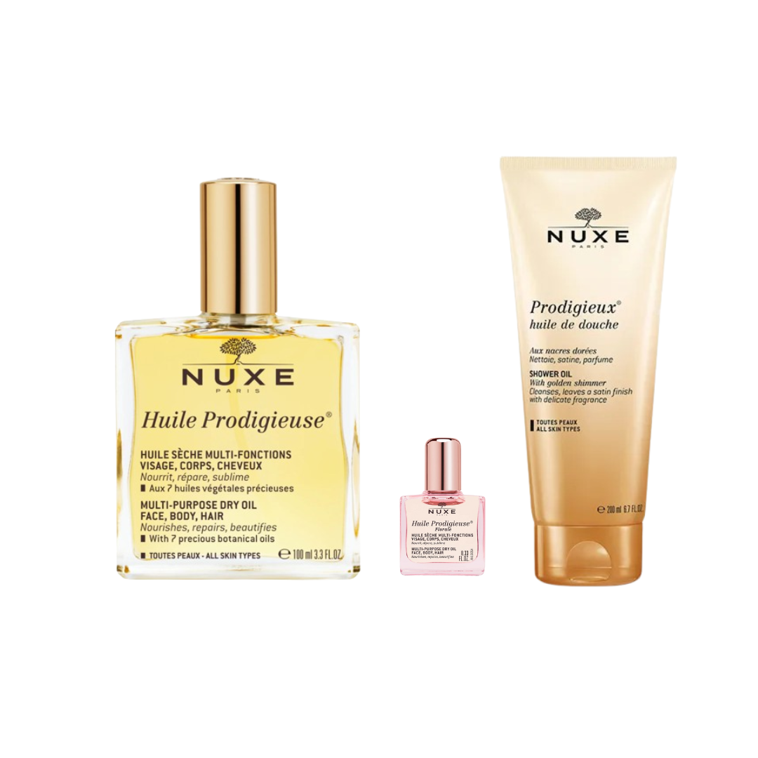 nuxe-huile prodigieux-100ml-huile-de-douche-200ml-mini-huile-florale