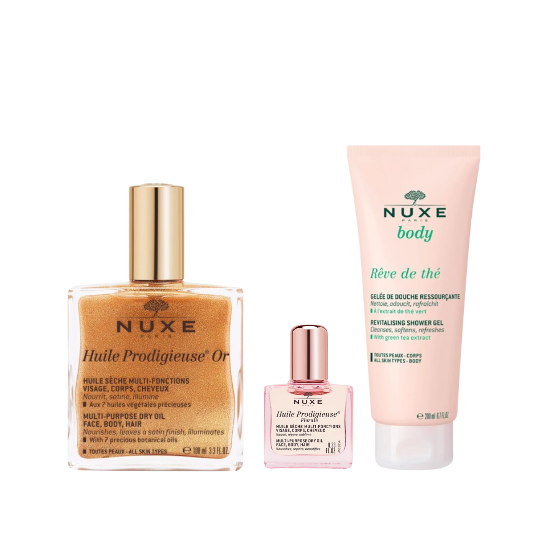 nuxe-huile-prodigieux-100ml-or-gelée-de-douche-mini-huile-florale