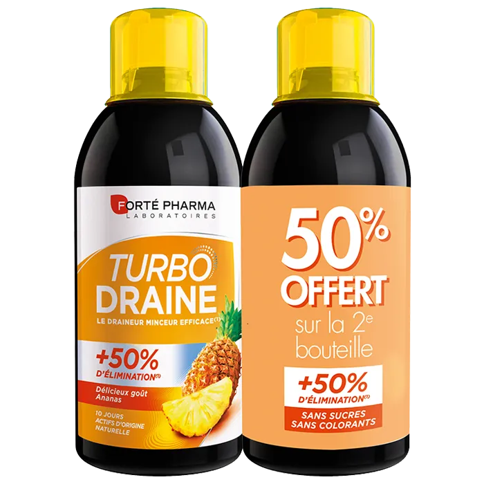 3700221323564 forte pharma turbodraine ananas 2 x 500 ml 3