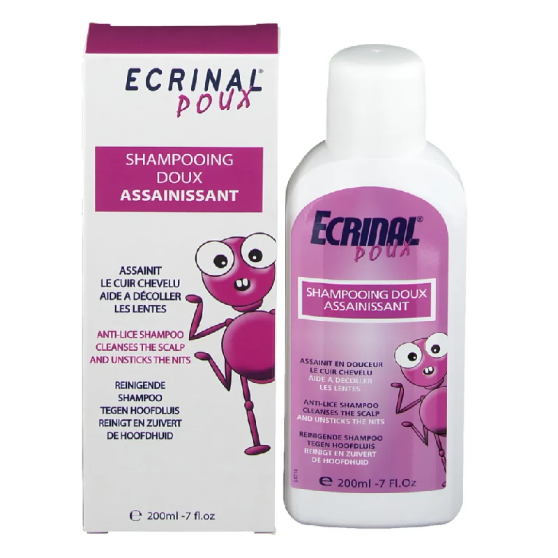 Ecrinal -Shampoing- Anti- Poux- Doux- Assainissant- 200ml-3323034795511