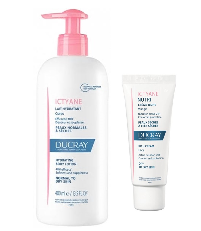 ducray ictyane duo lait hydratant creme nutri