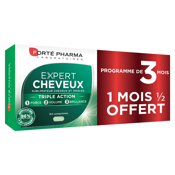 forte pharma expert cheveux triple action 3 x 28 comprimes format 3 mois dont 50 offert 4